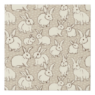 Cuddly Bunny Rabbits Bonanza - pattern.   Faux Canvas Print