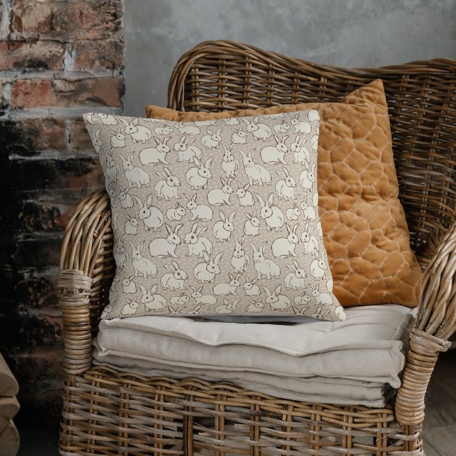 Cuddly Bunny Rabbits Bonanza - pattern.   Throw Pillow (Creator Uploaded)