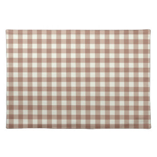 Cuddly Bunny Rabbits Gingham - Mocha Mousse. Cloth Placemat