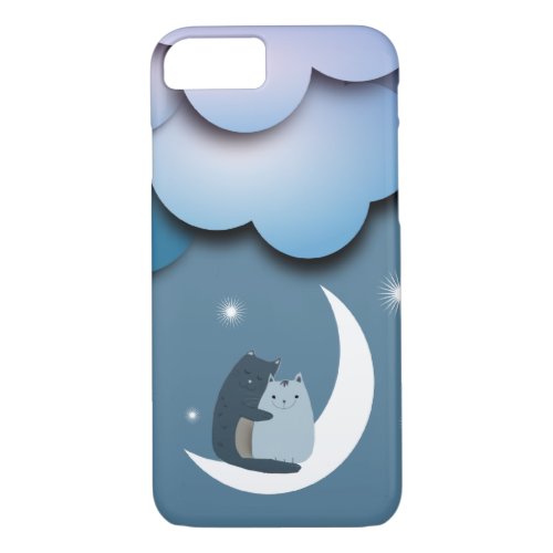 Cuddly Cats on the Moon iPhone 87 Case