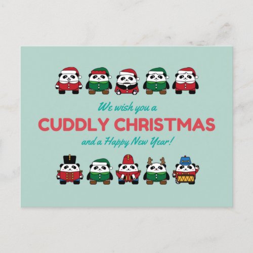 Cuddly Christmas Panda Bear Postcard