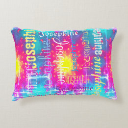 Cuddly Colorful Tie Dye Boho Fade Personalize Name Accent Pillow