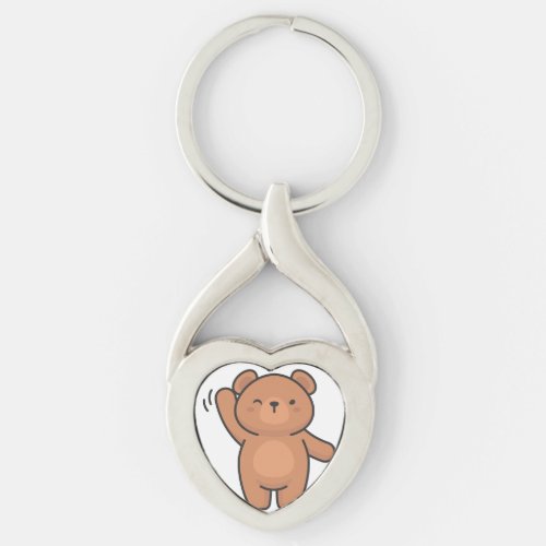 Cuddly Companion Teddy Printed Metal Keychain