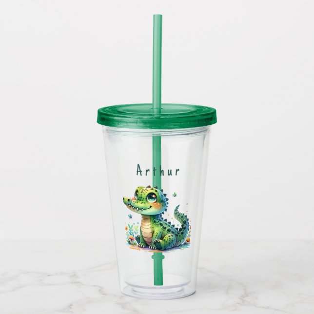 Cuddly Croc Time - Personalized Kids' Tumbler (Front)