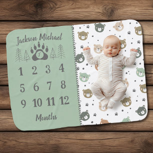 Cuddly Cub Milestone Baby Blanket