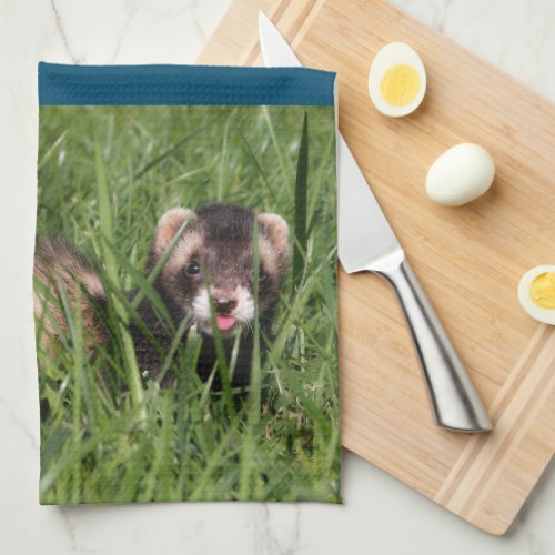 Cuddly Cute Ferret Weasel Kitchen Towels
