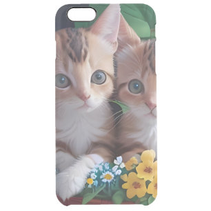 Cuddly Cute Kittens in a Flower Basket Clear iPhone 6 Plus Case