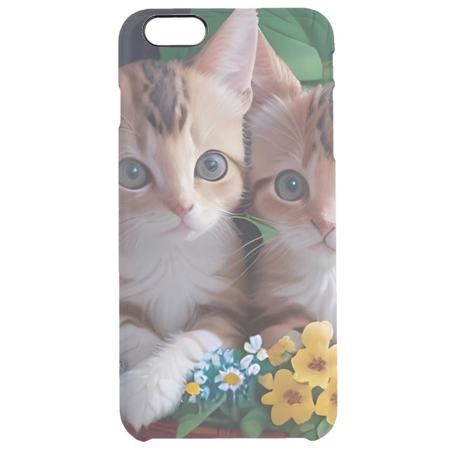 Cuddly Cute Kittens in a Flower Basket Uncommon iPhone Case (Back)