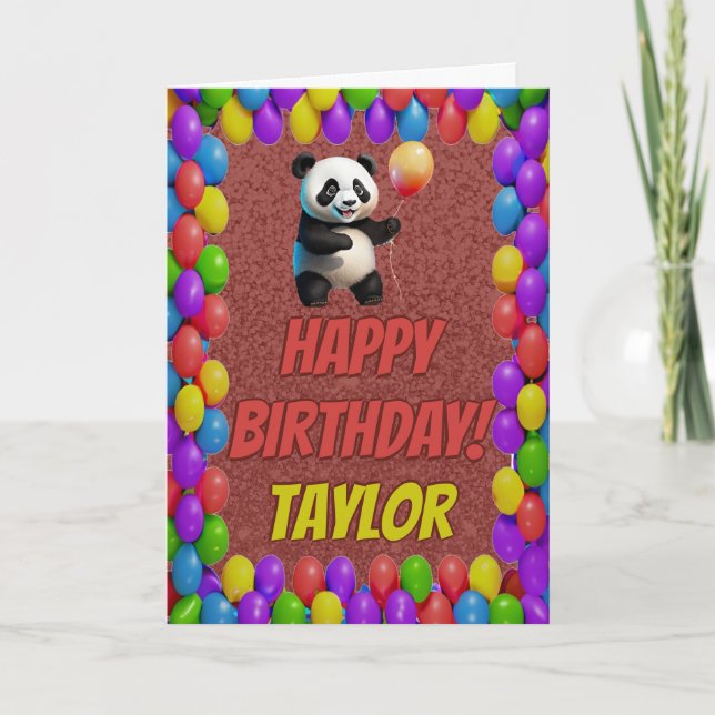 Cuddly Cute Panda Bear Greeting Happy Birthday Card (Front)