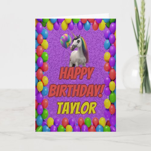 Cuddly Cute Unicorn Greeting Happy Birthday Card