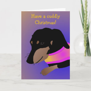 Cuddly Dachshund Christmas Card