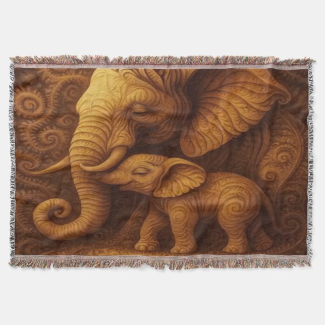 Cuddly Elephants Throw Blanket (Front)