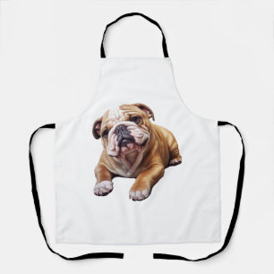 Cuddly English Bulldog Cub - Sweet Wrinkled Puppy  Apron