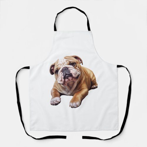 Cuddly English Bulldog Cub _ Sweet Wrinkled Puppy  Apron