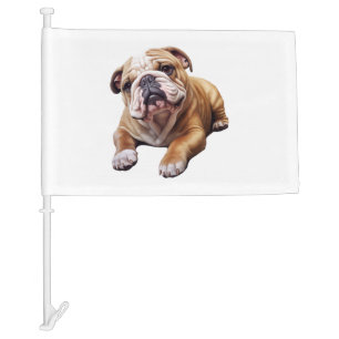 Cuddly English Bulldog Cub - Sweet Wrinkled Puppy Car Flag