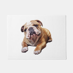 Cuddly English Bulldog Cub - Sweet Wrinkled Puppy  Doormat