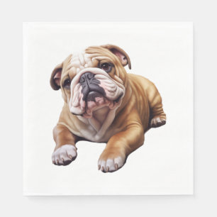 Cuddly English Bulldog Cub - Sweet Wrinkled Puppy Napkins