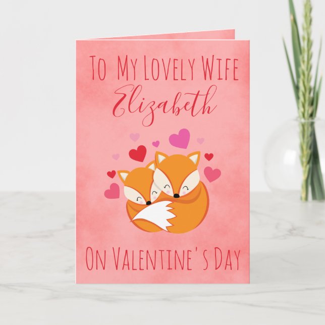 Cuddly Foxes Valentine's Day for Wife Holiday Card (Front)