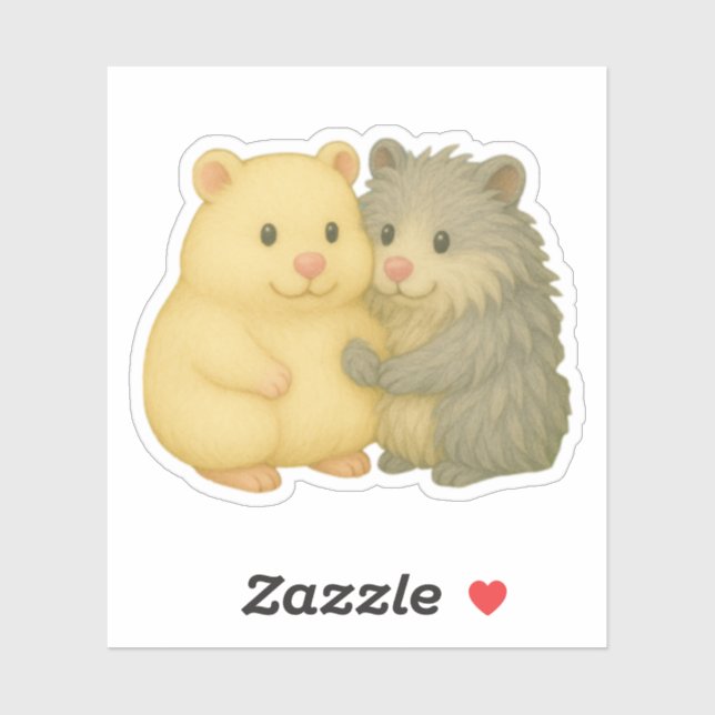 Cuddly Hamster Pair Sticker – Cream & Gray Friends (Sheet)