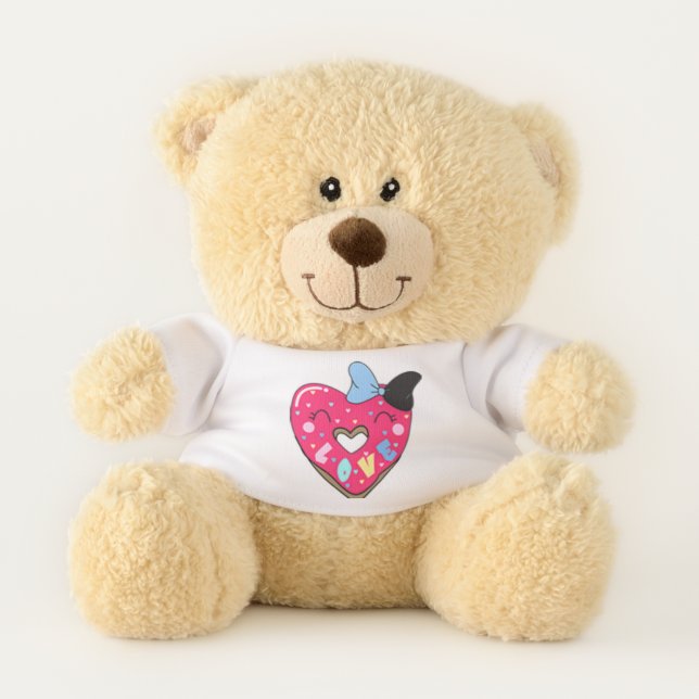 Cuddly Heart Ribbon Keepsake Teddy Bear (Front)