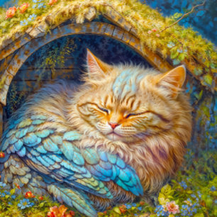 Cuddly Kitten Bird Sleeping in Bird House Jigsaw Puzzle