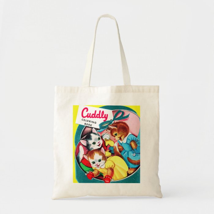 Cuddly Kittens Cats Vintage Kitsch coloring Book Tote Bag