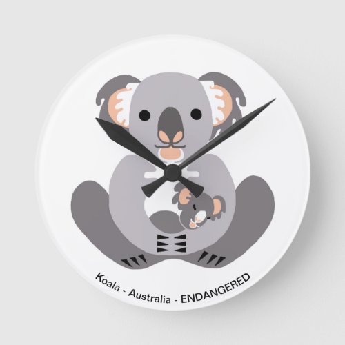 Cuddly KOALA _ Animal lover _ Endangered animal Round Clock