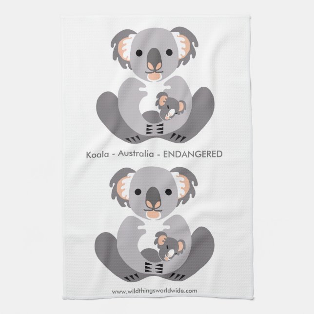  Cuddly  KOALA -Conservation - Endangered animal Kitchen Towel (Vertical)