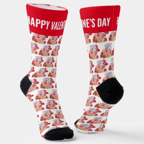 Cuddly Koala Valentine  Socks