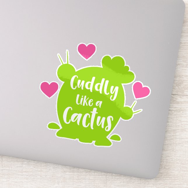Cuddly Like A Cactus, Cacti, Succulent, Hearts Sticker (Detail)