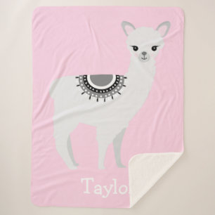 "Cuddly Llama Dreams" Personalized Sherpa Blanket