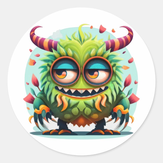 Cuddly Monster Classic Round Sticker (Front)
