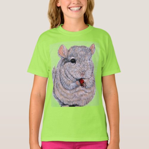 Cuddly Nibbling Chinchilla Painting T_Shirt