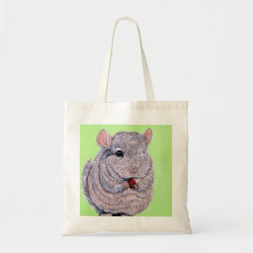 Cuddly Nibbling Chinchilla Painting Tote Bag