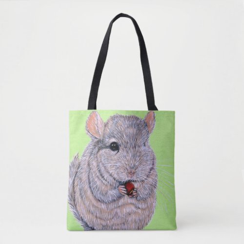 Cuddly Nibbling Chinchilla Painting Tote Bag