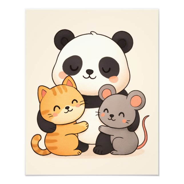 Cuddly Panda and Friends Cute Nursery  Photo Print (Front)