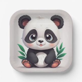 Cuddly panda paper plates