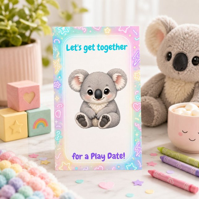 Cuddly Pastel Koala Play Date  Calling Card (Creator Uploaded)