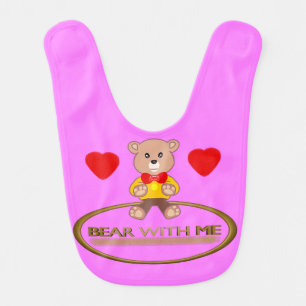 Cuddly Pink Popcorn Anime Teddy Bear Baby Bi Bib