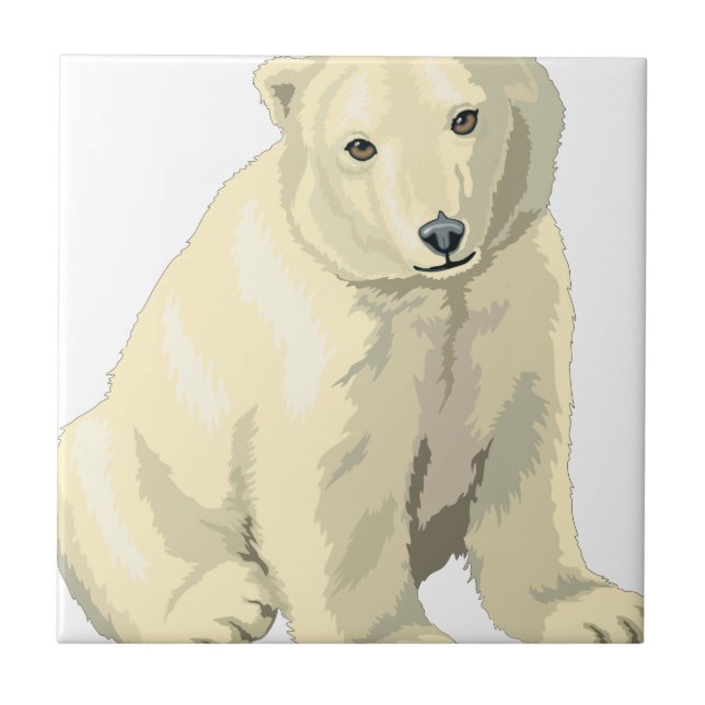 Cuddly  Polar Bear Ceramic Tile (Front)