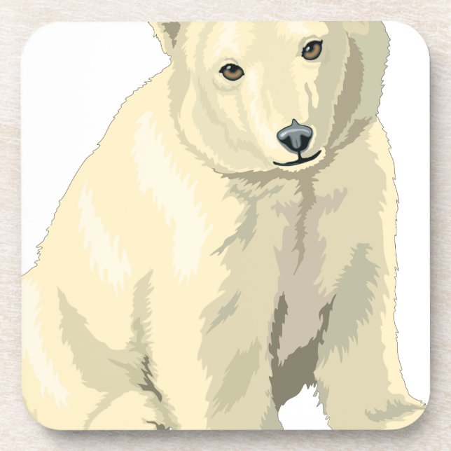 Cuddly  Polar Bear Drink Coaster (Front)