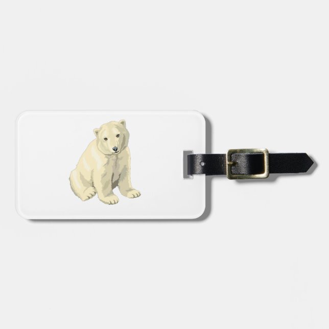 Cuddly  Polar Bear Luggage Tag (Front Horizontal)
