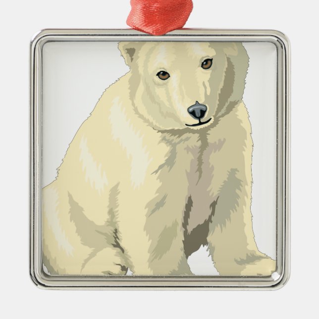 Cuddly  Polar Bear Metal Ornament (Front)