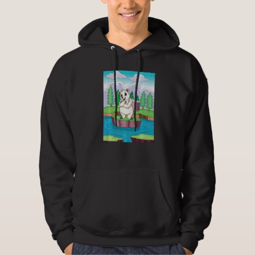 Cuddly Polar Bear On A Small Island On A Lake Hoodie