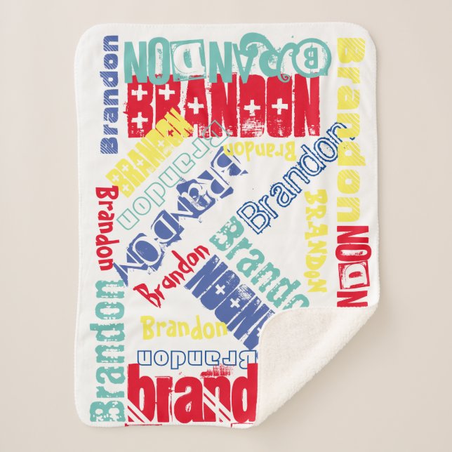 Cuddly SoF Summer Personalized Name Colora Sherpa Blanket (Front)