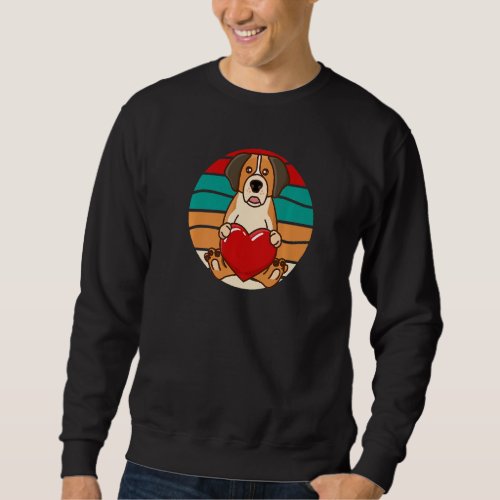 Cuddly St Saint Bernard Valentines Day Heart Retro Sweatshirt