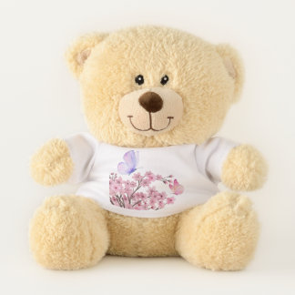 Cuddly Teddy Bear with Cherry Blossom and Butterfl