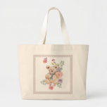 Cuddly Teddy In Flowers Large Tote Bag at Zazzle