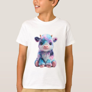 Cuddly Tie-Dye Galaxy Fluffy Baby Cow Kids T-Shirt