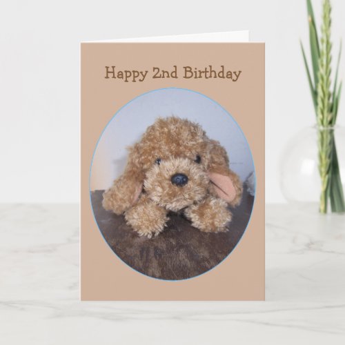 Cuddly Toy Dog 2nd Birthday Card